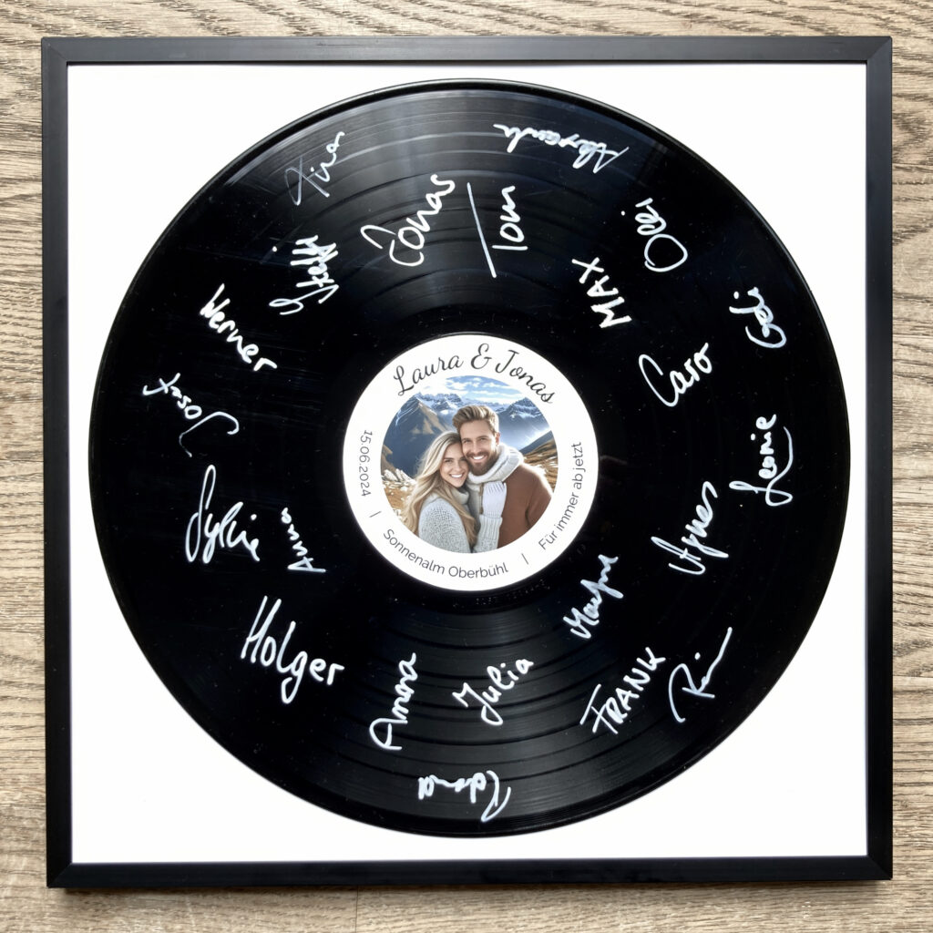 Gästebuch Schallplatte For the record Vinyl Hochzeitsgeschenk